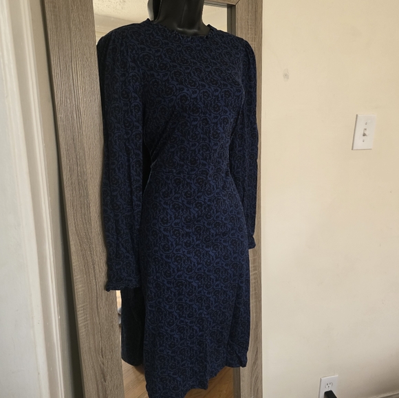 🧡Boden Navy Blue Floral Patterned Dress☆ - Picture 3 of 4